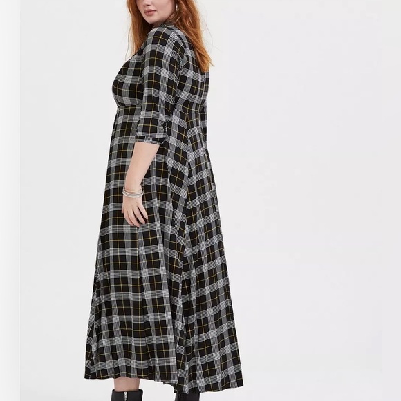 Torrid Maxi Challis Button Front Plaid Shirt Dress - Picture 2 of 8